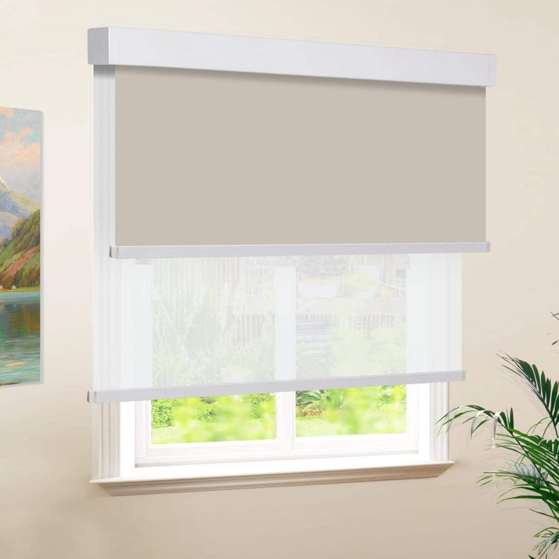 Linen Roller Blind - ستائر دوارة مزدوجة الطبقات مخصصة بدون