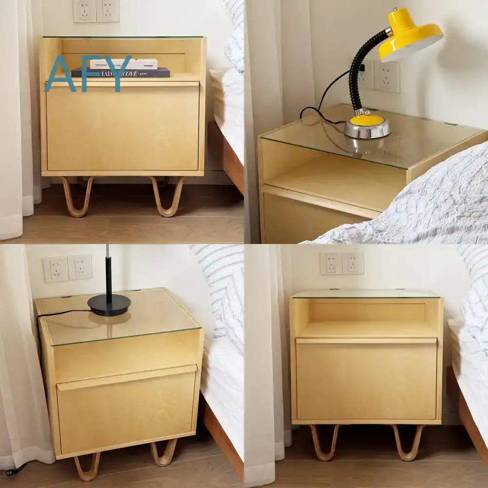Muji Home Storage - طاولة سرير خشبية صلبة بتصميم قروسطي