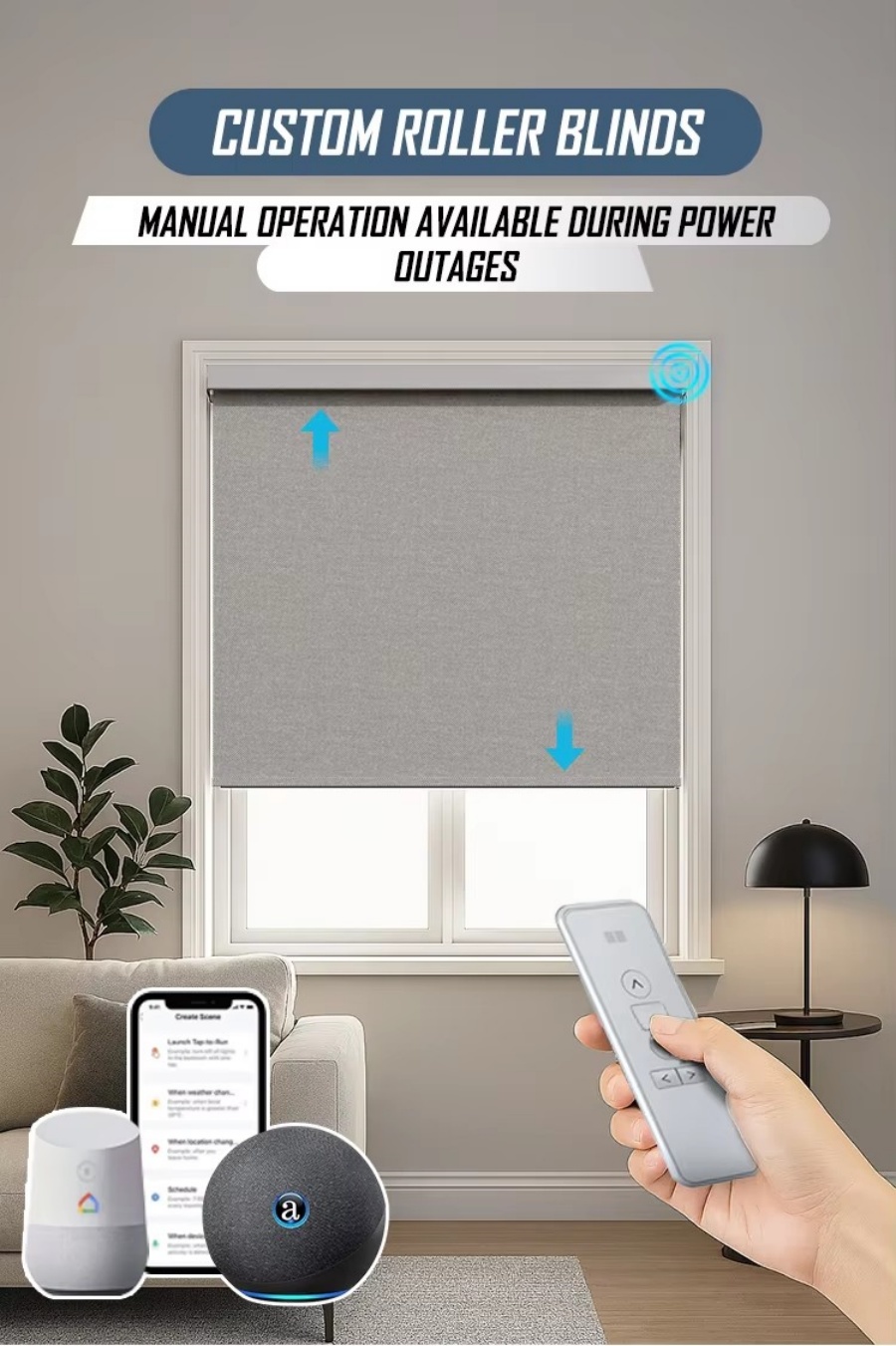 Linen Roller Blind - ستائر دوارة ذكية لاسلكية عالية الجودة