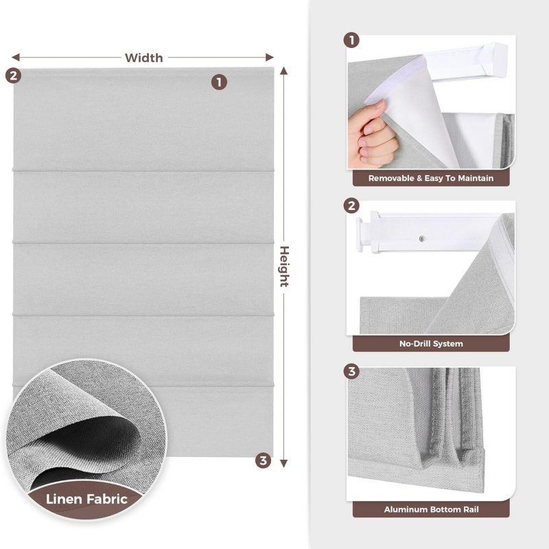 ستائر رومانية يدوية بدون حفر أ - مراجعة Linen Roller Blind وسعره