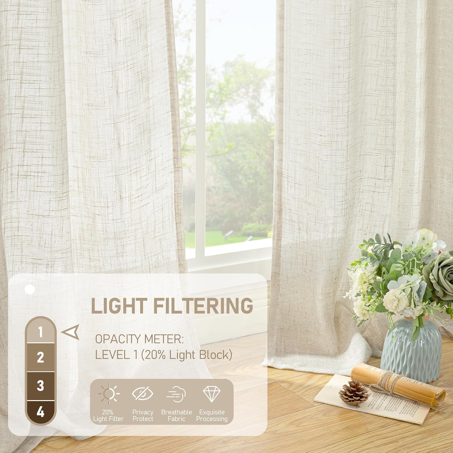 قطعتان من ستائر المطبخ القصيرة - مراجعة Linen Roller Blind وسعره